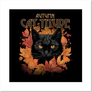 Autumn Cat Cat-Titude Halloween Season Posters and Art